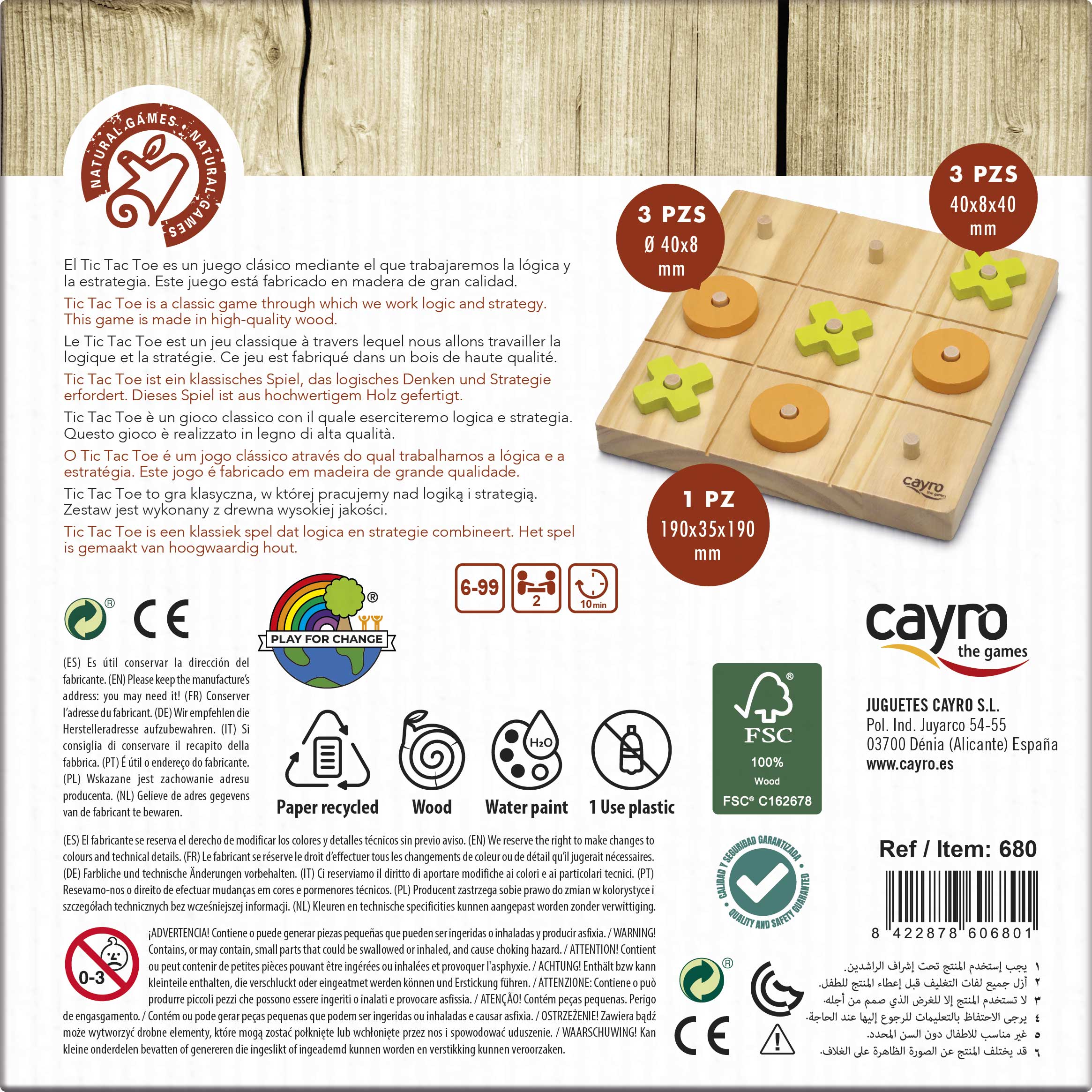 Tic Tac Toe - 3 en raya de madera de Cayro - envío 24/48 h -   tienda de juegos de madera